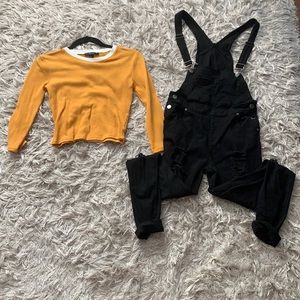 Yellow Long Sleeve w/ Black Overalls